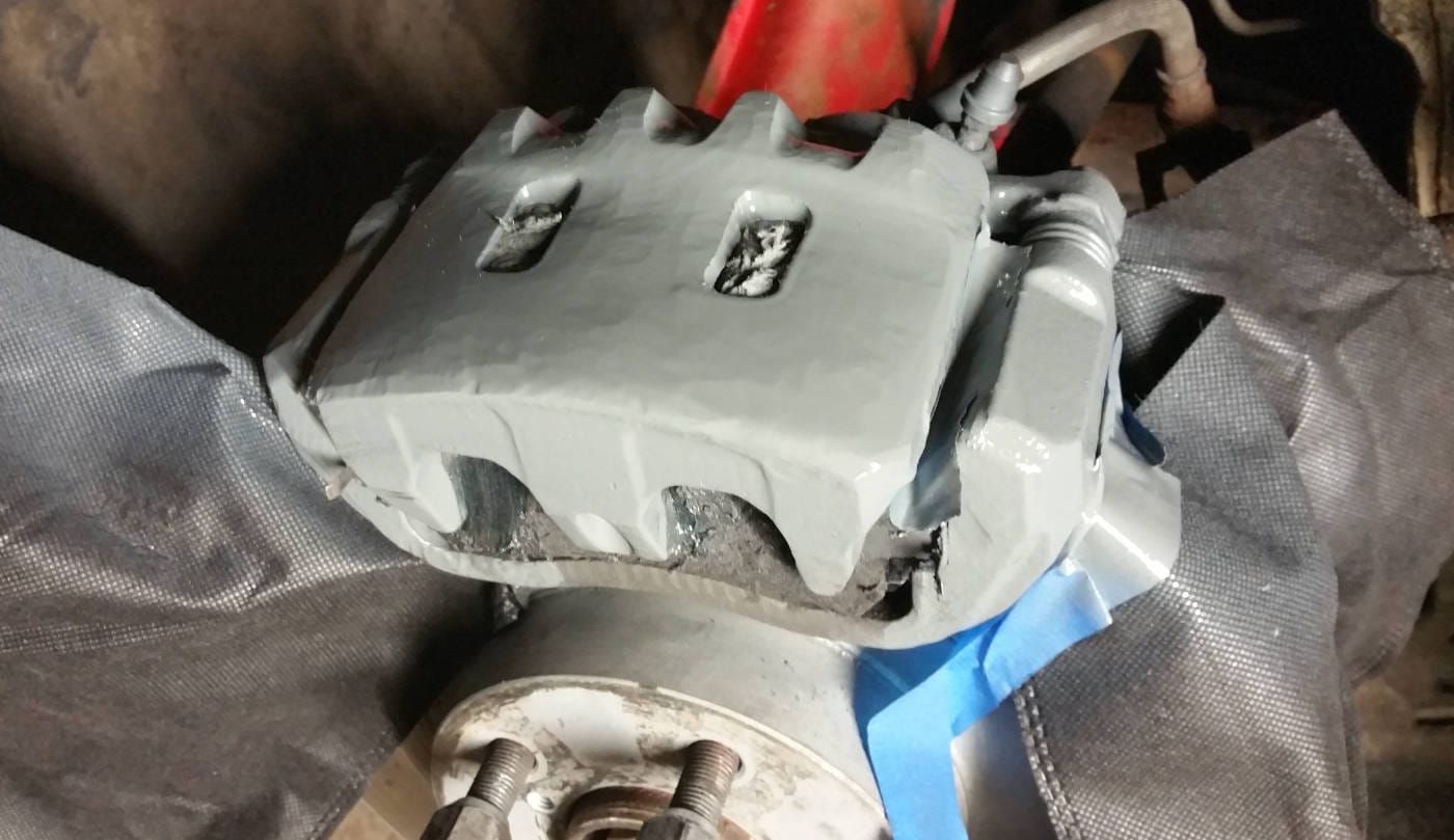 Painting calipers on a Subaru